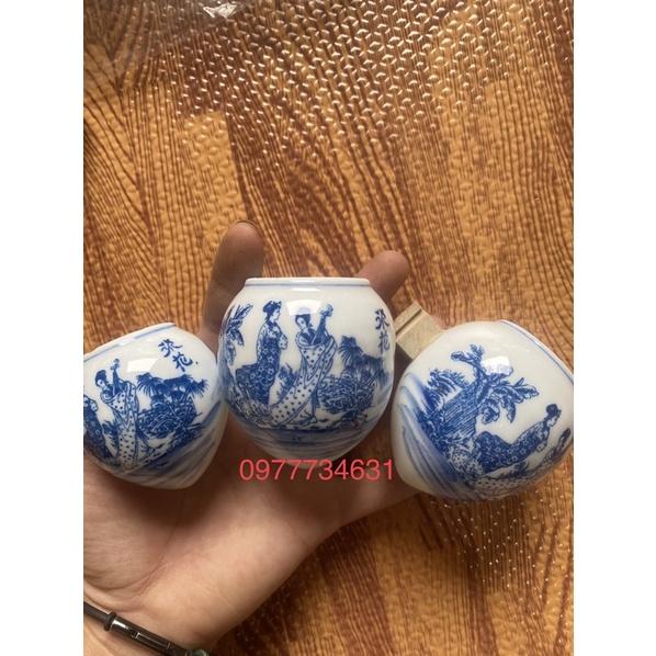 Bộ 3 chiếc cóng sứ tai tre đục triện phụ kiện lồng chim hoạ mi, khướu giá rẻ