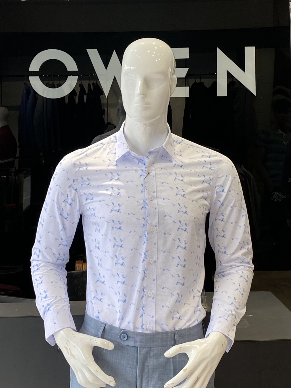 OWEN - Áo sơ mi dài tay Owen Slimfit chất sợi tre màu trắng in hình 23371