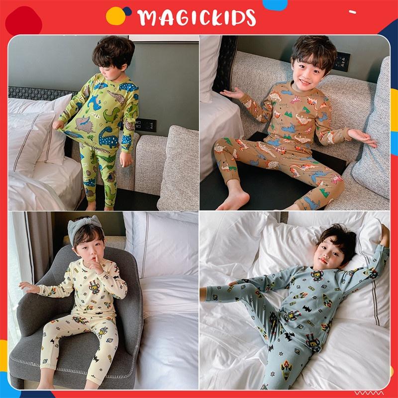 Bộ thun dài tay cho bé Magickids dáng ôm body giữ ấm in hình động vật dễ thương chất cotton Quần áo trẻ em BR22032