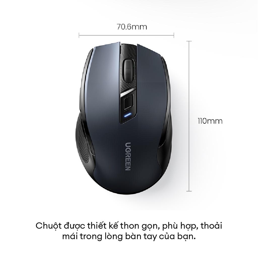 Chuột không dây (Bluetooth 5.0) 2.4G Ugreen MU006 Chế Độ Kép Chuột Ergonomic 4000 DPI | 6 Nút Tắt Tiếng | Hàng chính hãng | Bảo hành 18 tháng 1 đổi 1