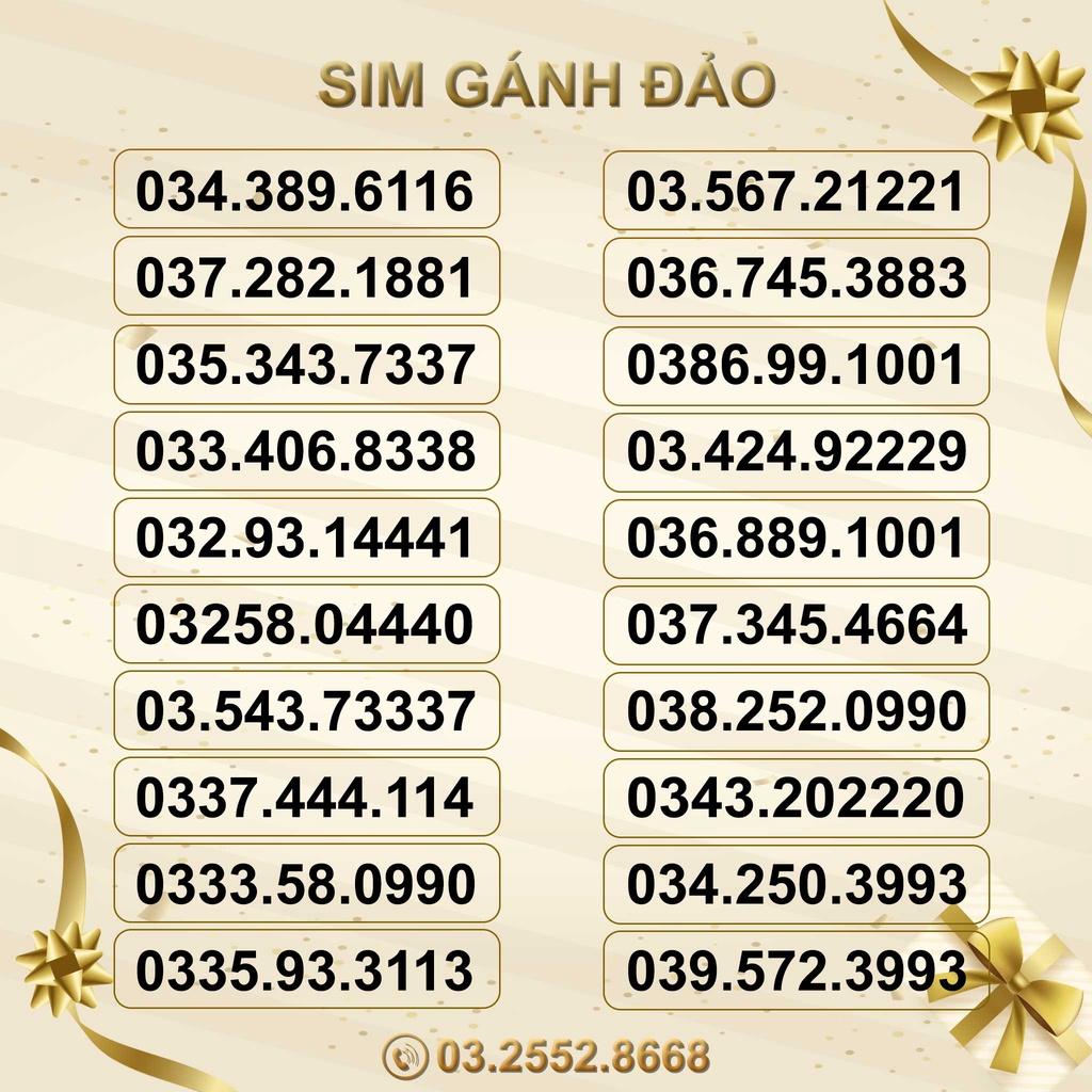 Sim Số Đẹp Gánh Đảo Viettel List 2,Giá Cực Rẻ,HỖ TRỢ ĐĂNG KÝ CHÍNH CHỦ-HÀNG CHÍNH HÃNG