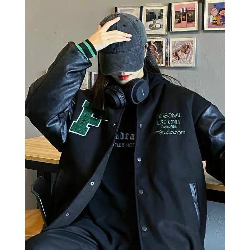 Áo khoác dù bomber unisex bóng chày form rộng Fashion nam nữ