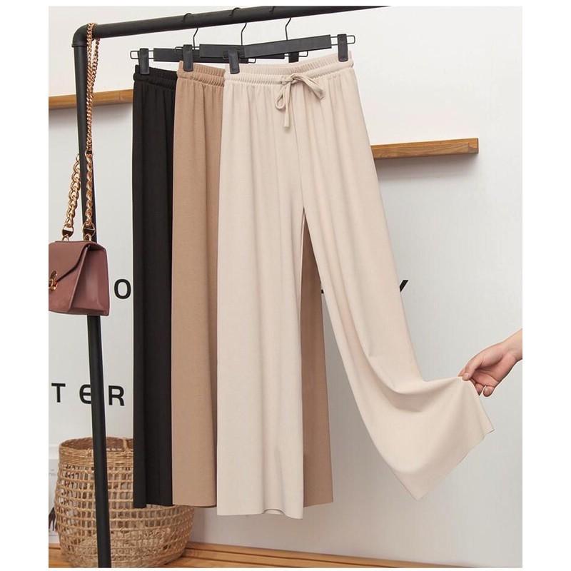 QUẦN ỐNG RỘNG LƯNG THUN COTTON DÀY MỊN MÁT