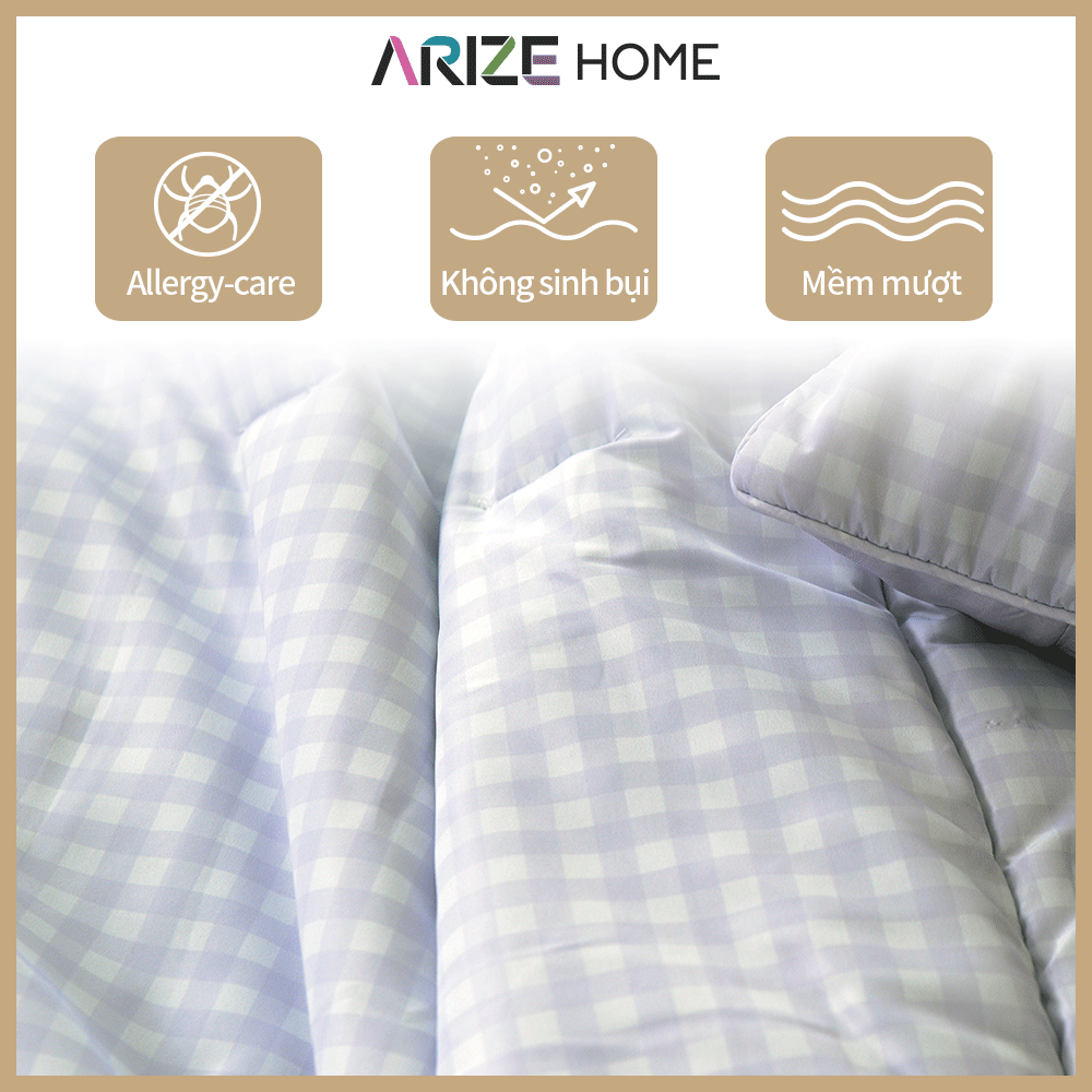 Chăn Chần Bông ARIZE Vải Microfiber Họa Tiết Caro 2mx2.3m