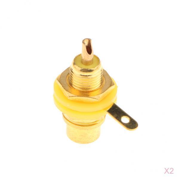 2x RCA Jack Plug Socket Audio Video Female Cable Connectors Adapter Yellow