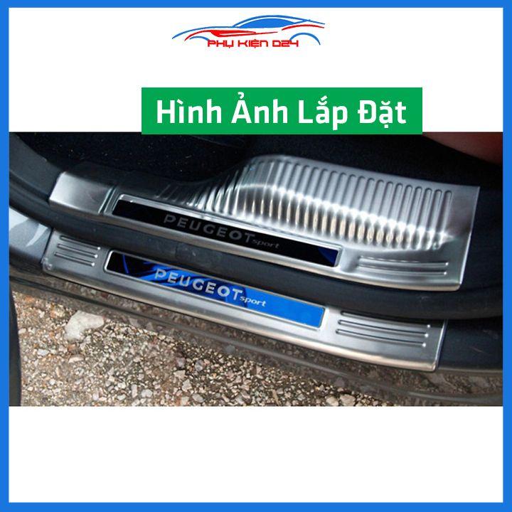 Bộ ốp bậc cửa trong ngoài nẹp bước chân Peugeot 3008 Inox chống trầy trang trí xe