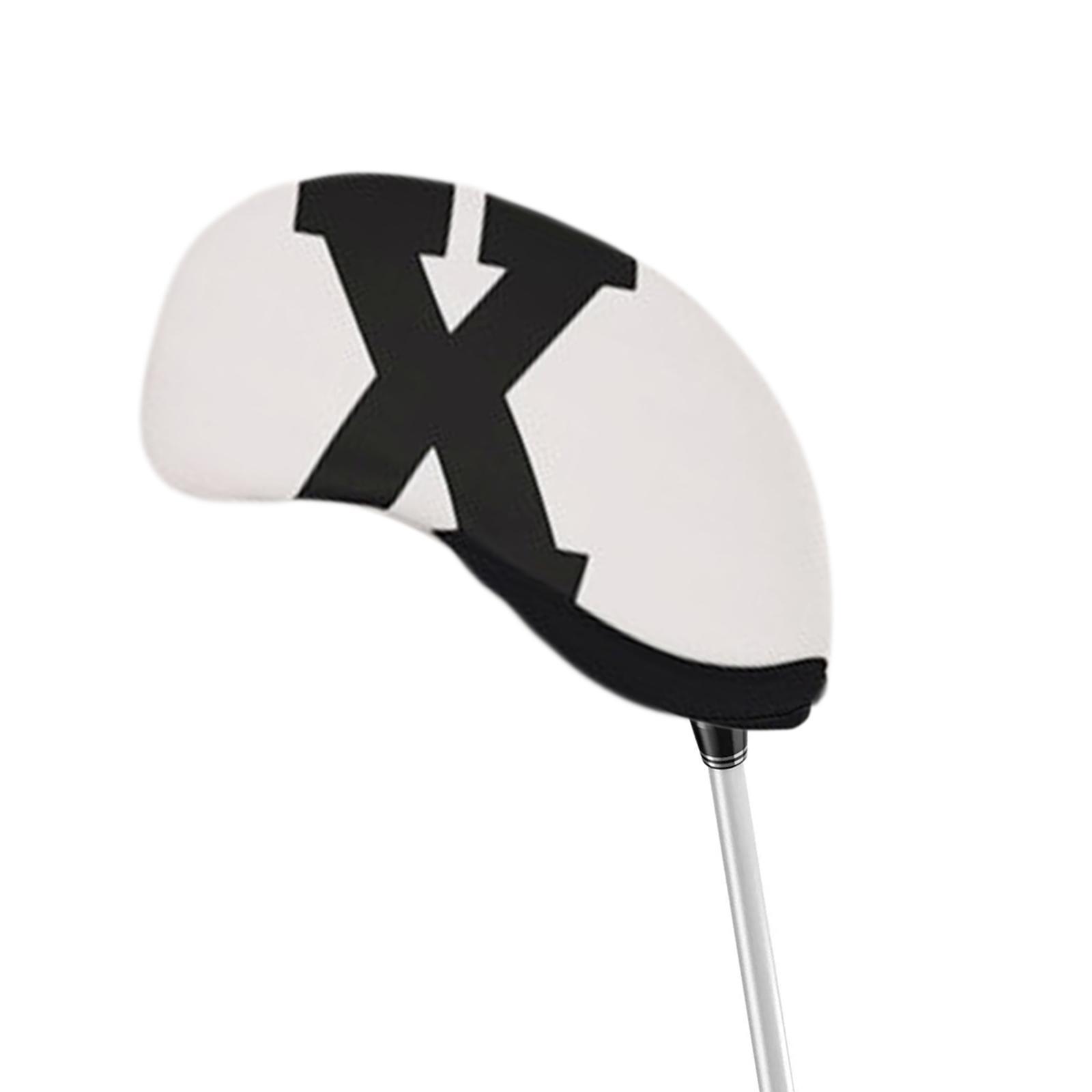 10Pcs Golf Club Headcover Iron Head Cover 4,5,6,7,8,9,A,x,P,S White