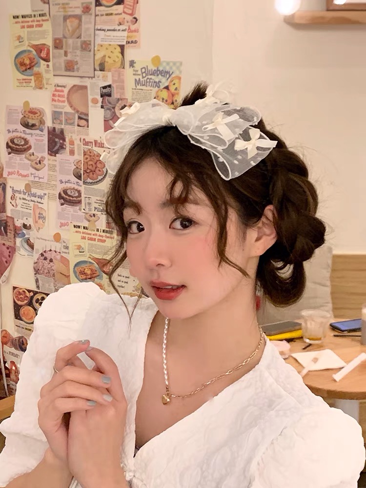 Kẹp tóc nơ tiểu thư - kẹp tóc nơ ren ullzang hàn quốc mẫu mới hot hit