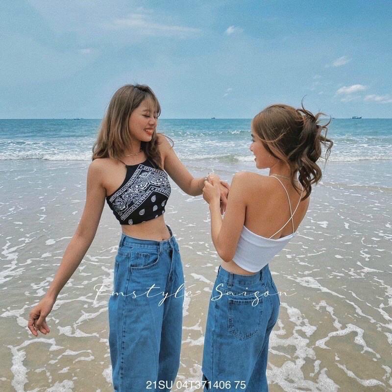 Áo yếm thổ cẩm croptop