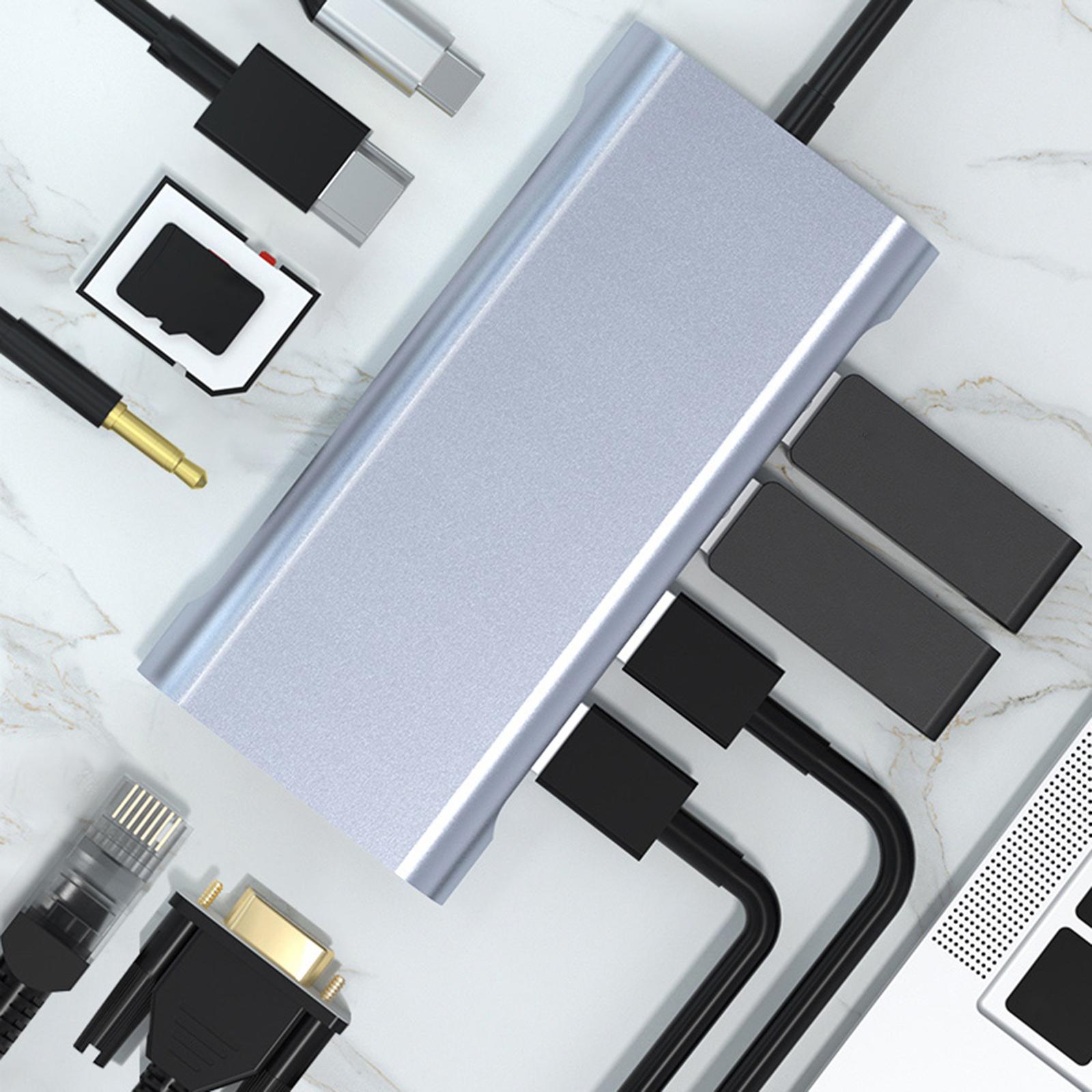 11 in 1 USB C Hub 4 USB 3.0 Ports SD TF Card Reader for MacBook Pro XPS