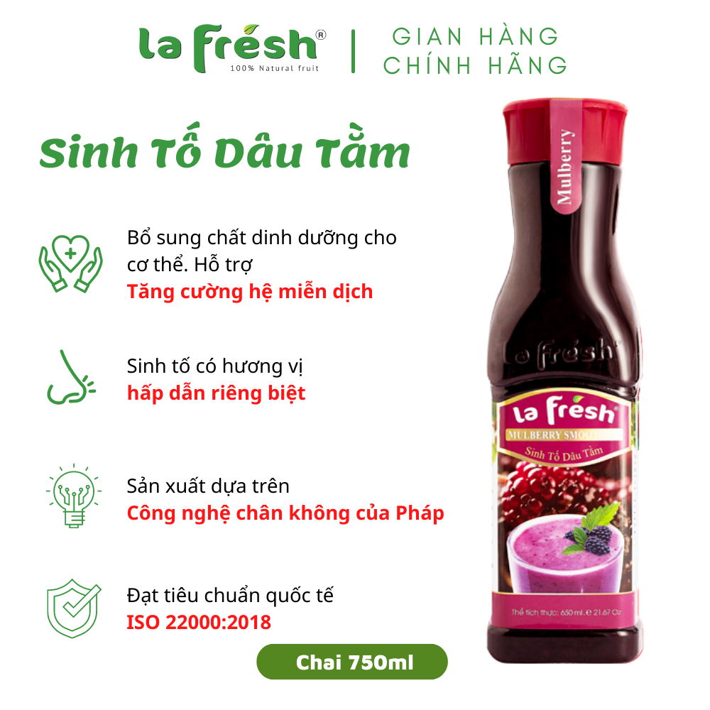 Sinh Tố Dâu Tằm Lafresh Đà Lạt Chai 650ml
