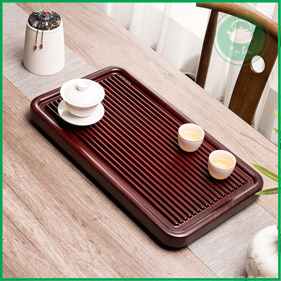 Khay trà gỗ dáng phíp 60x32cm có lỗ thoát nước
