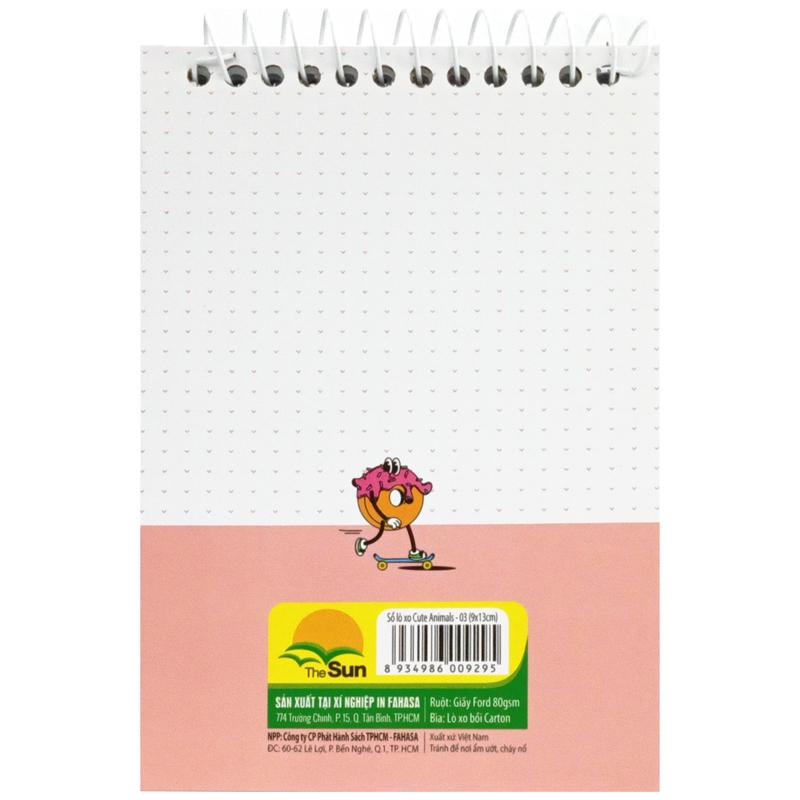 Sổ Lò Xo Teen Không Kẻ Có Chấm 80gsm - Cute Animals - The Sun 03 - Màu Hồng