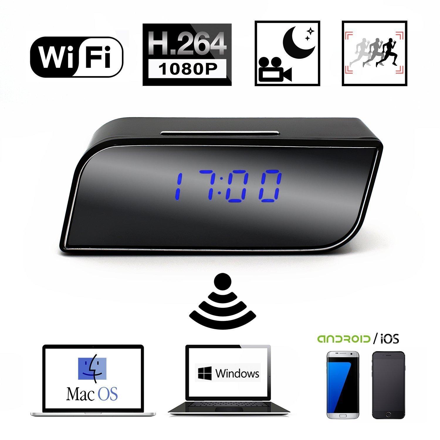 Đồng hồ để bàn cao cấp Fullhd 1080p WiFi góc rộng 170 độ cảnh báo chuyển động tầm nhìn ban đêm - Camera WiFi theo dõi trực tiếp trên điện thoại