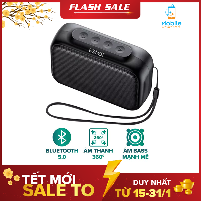 Loa Bluetooth Nghe Nhạc Mini 5.0 ROBOT, Hỗ trợ thẻ Micro SD &amp; USB - Hàng Chính Hãng