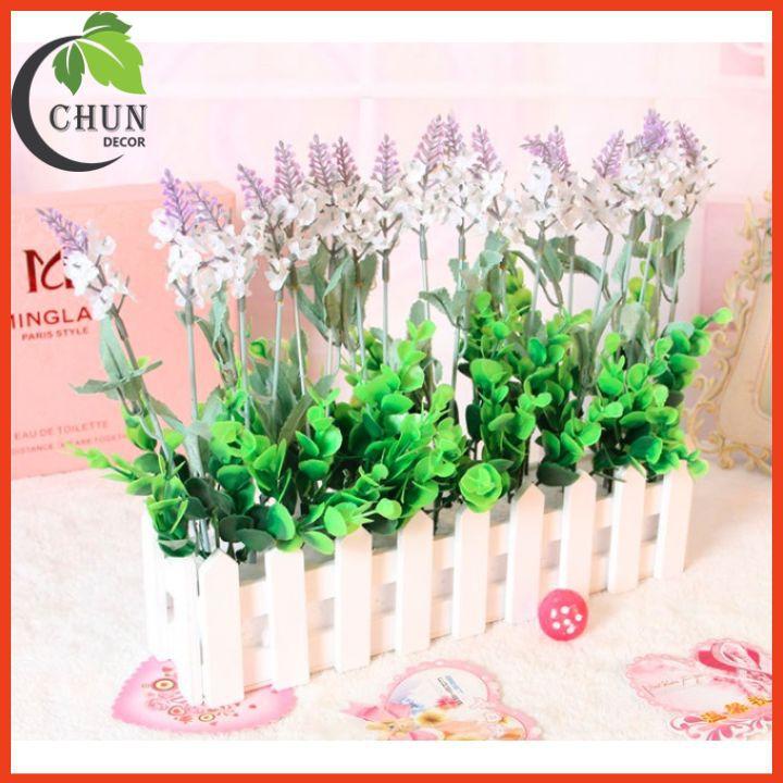 Giỏ hoa giả, hàng rào lavender trang trí nhà cửa, văn phòng, góc học tập, làm đạo cụ chụp ảnh