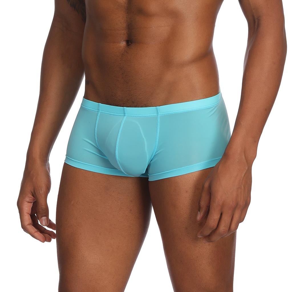 Men Soft Underwear Shorts Mesh Solid Boxer Briefs Trunks Pants Sexy Lingerie
