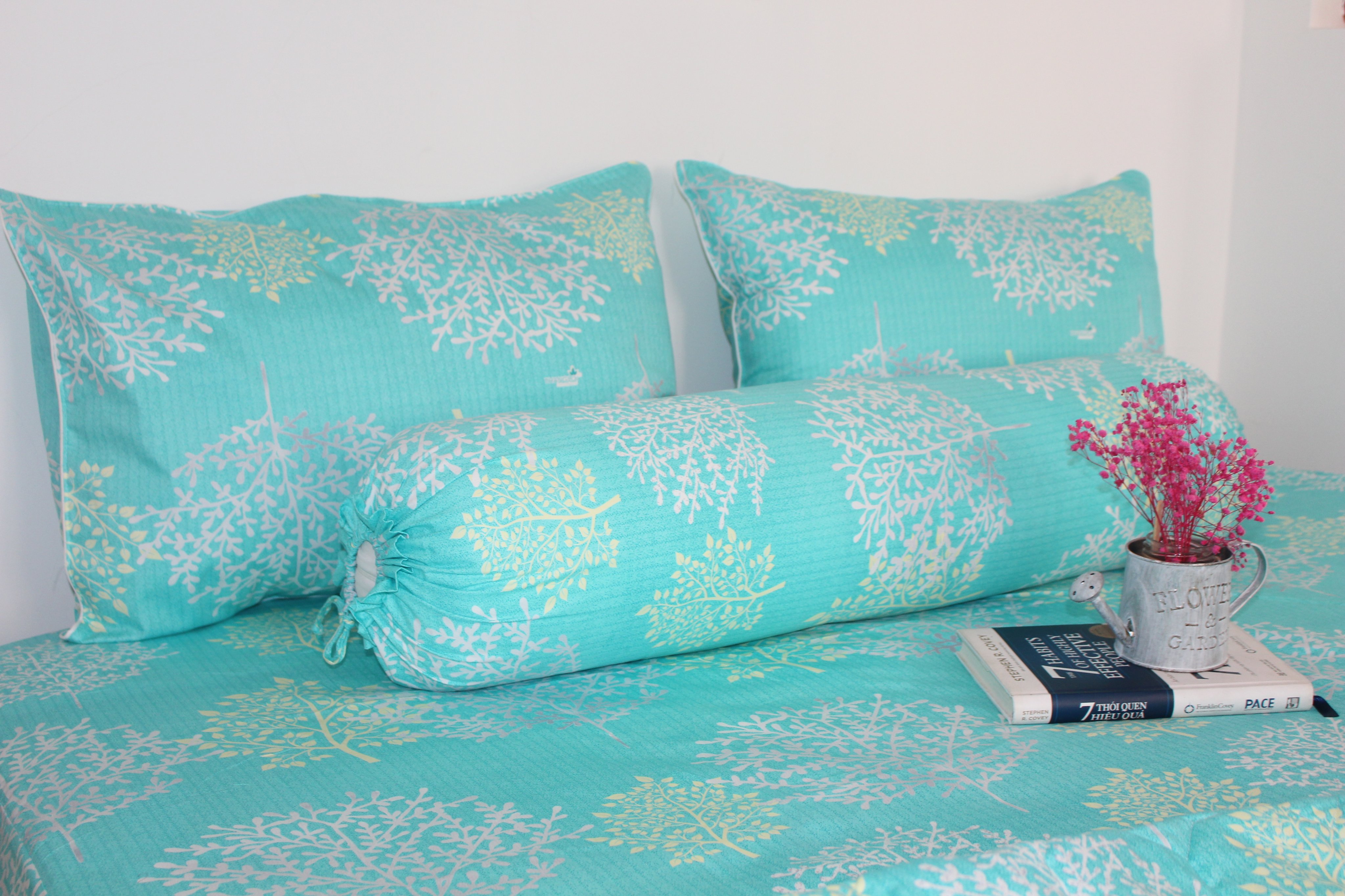 Bộ Drap Gối Cotton -Mẫu San Hô Ngọc vải dày dặn, mát mẻ, siêu thấm mồ hôi