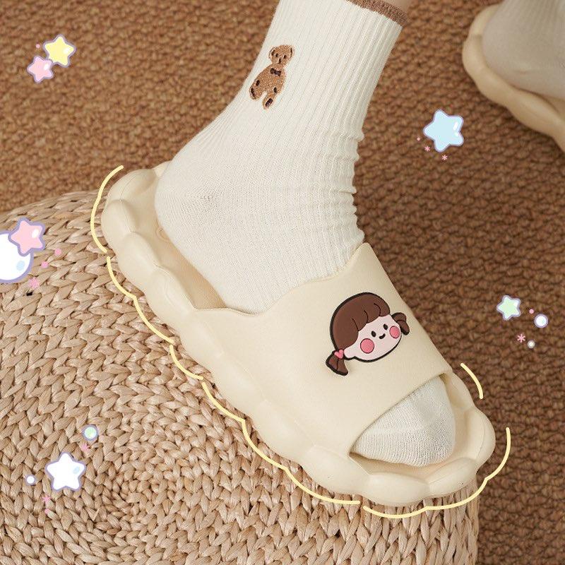 Dép Quai Ngang Đế Vằn Sâu Hình Gấu, Bò Sữa Cực Xinh