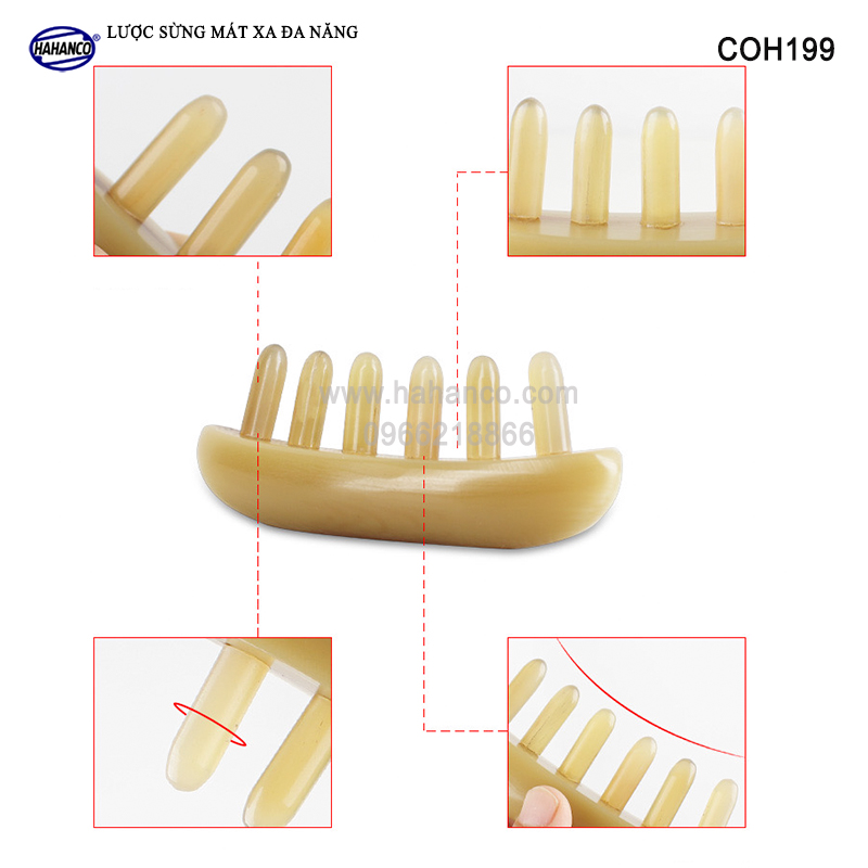 Lược sừng MÁT XA toàn thân đa năng thư giãn, Massage đầu giúp lưu thông máu đả thông kinh mạch, giảm nguy cơ đau đầu chóng mặt khi ngồi làm việc lâu - HAHANCO