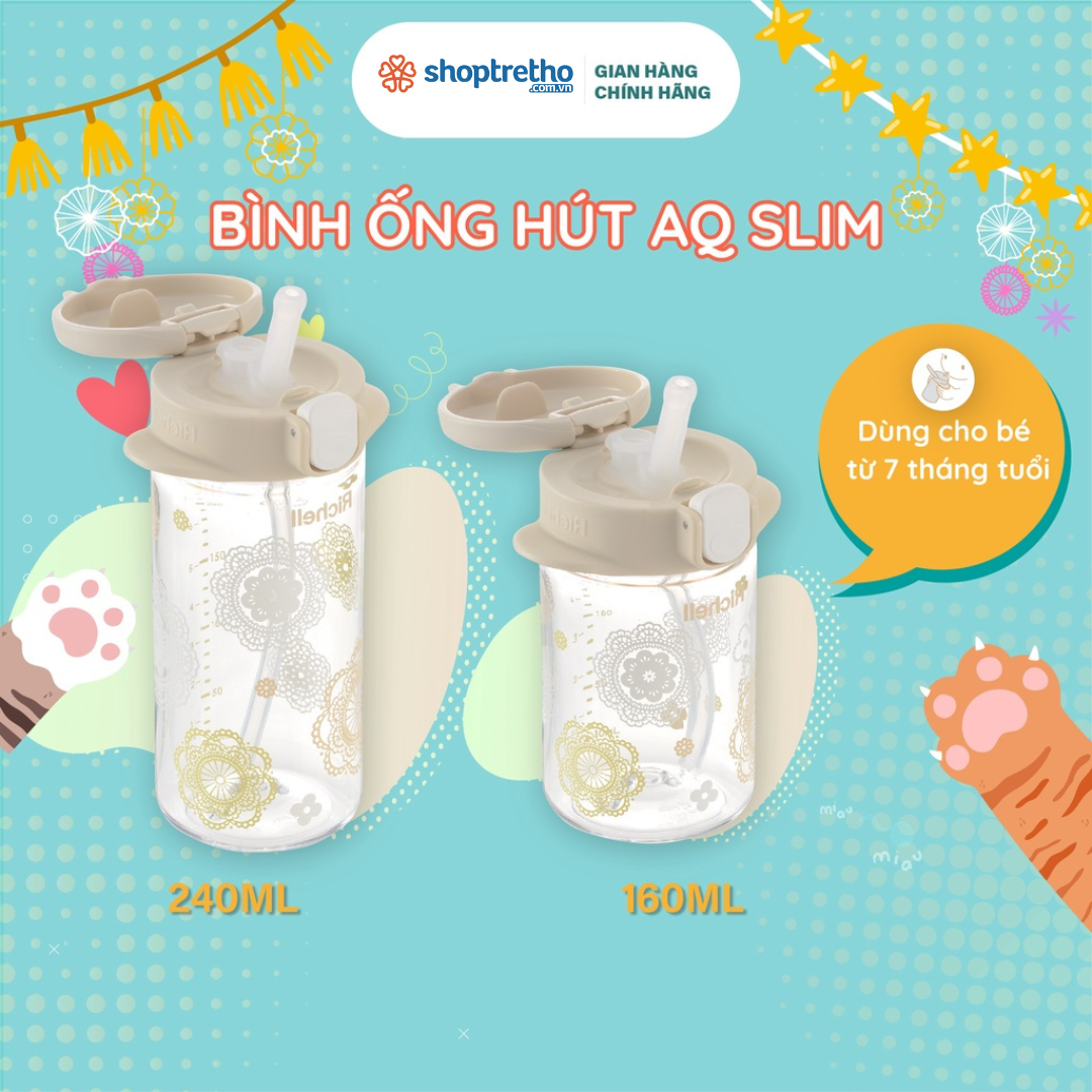 Bình ống hút AQ Slim Richell Nhật Bản | Baby