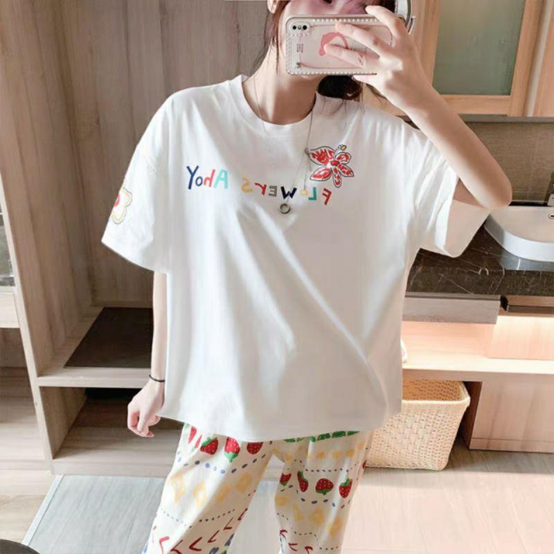 Đồ Bộ Thun Quần Dài, Đồ Mặc Nhà Hàng Quảng Châu, Pijama Họa Tiết Hoạt Hình Dễ Thương