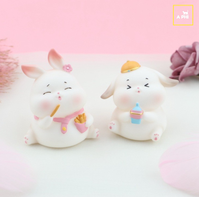 Mô hình thỏ bunny chảnh chọe đáng yêu để bàn trang trí