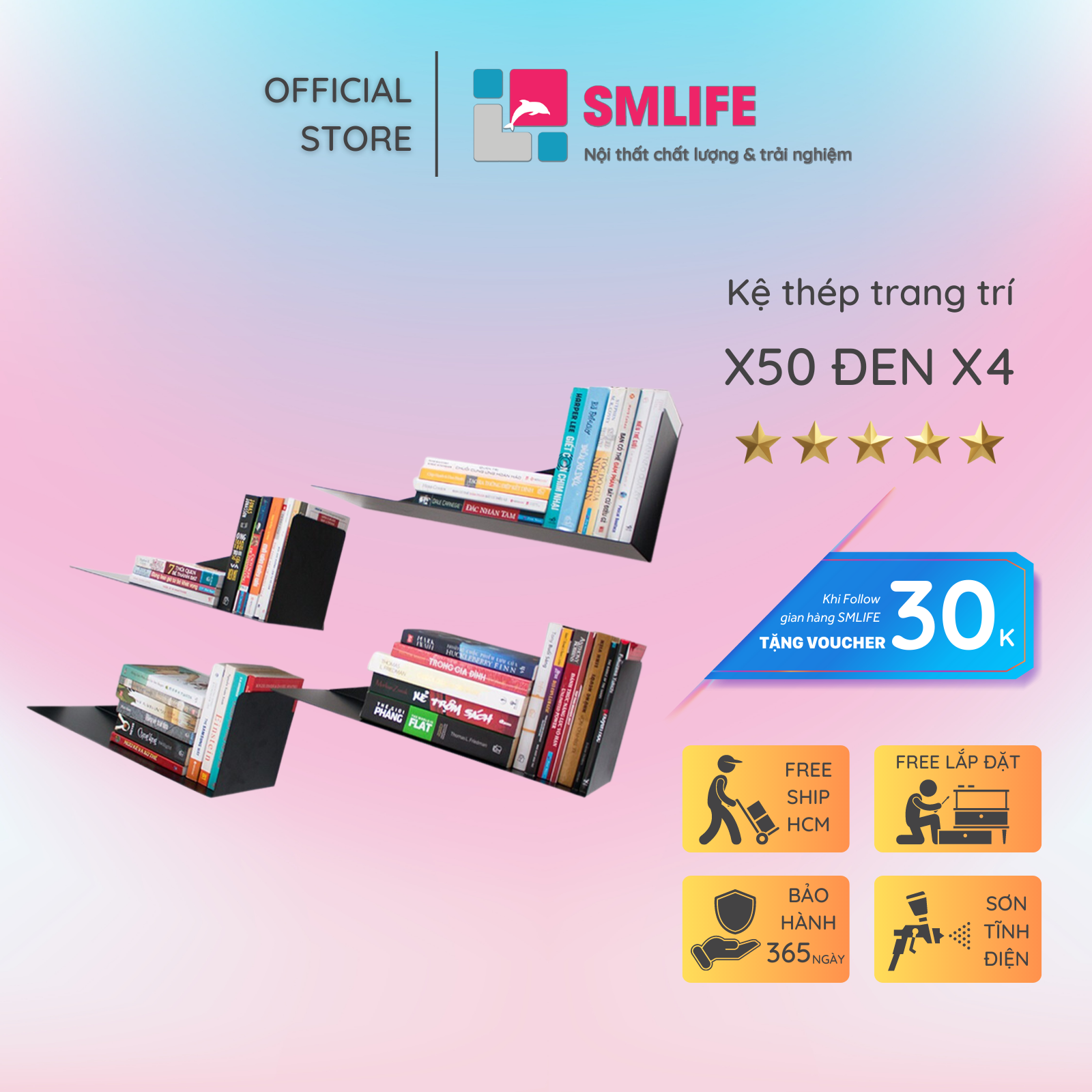 Kệ sách treo tường X50