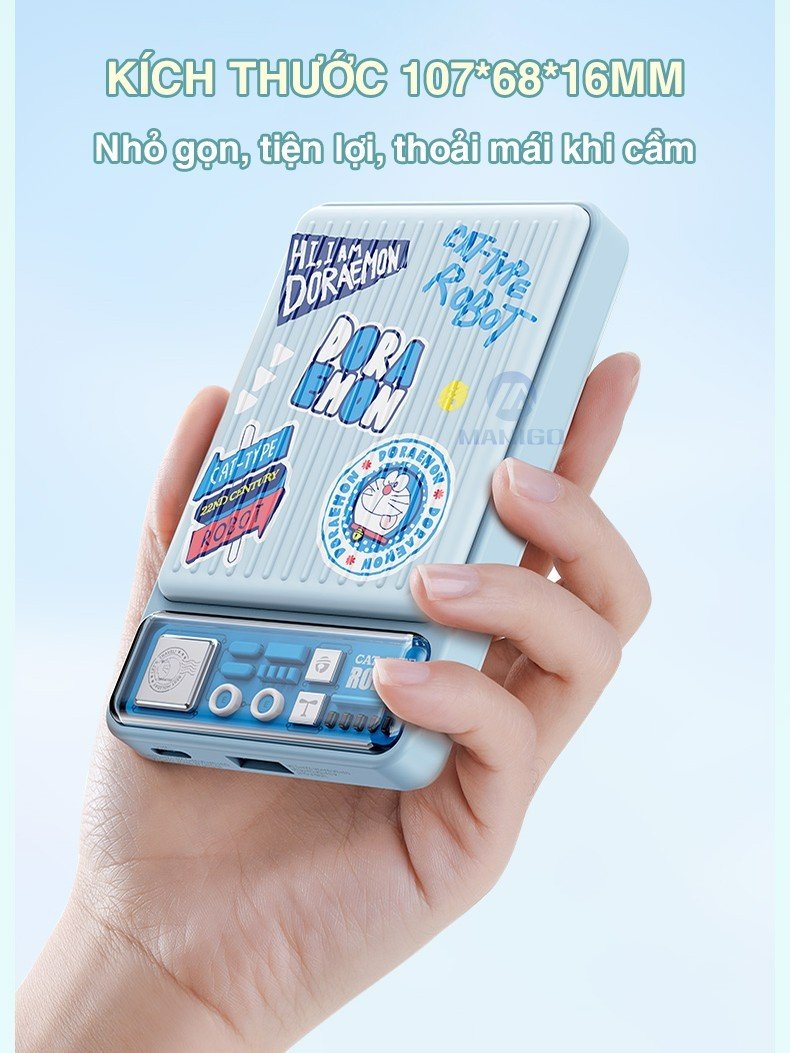 Pin sạc dự phòng Doraemon Rockspace P90 sạc nhanh PD 20w 10000mAh Hàng chính hãng BH 12 tháng