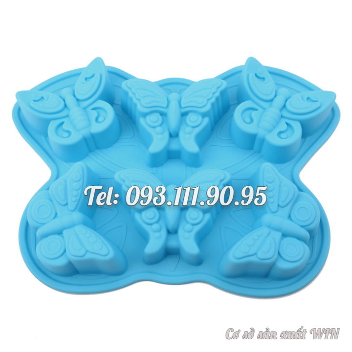 Khuôn silicon làm bánh, rau câu, socola 6 con bươm bướm – Mã số 1522