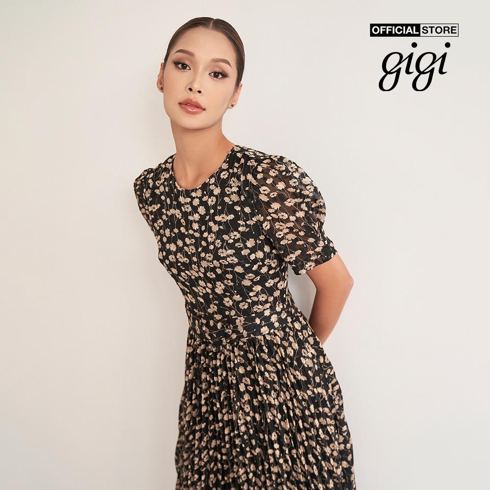 GIGI - Đầm mini hoa tay ngắn cổ tròn xinh xắn G2101D221183