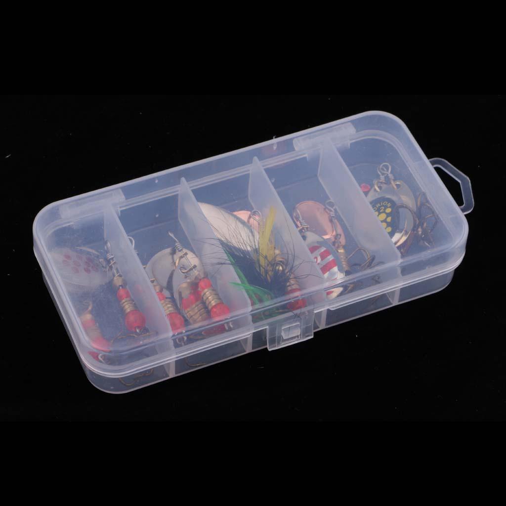 10pcs Metal Spoon Bait Fishing Lure Sequins Noise Paillette with Artificial Feather Treble Hook
