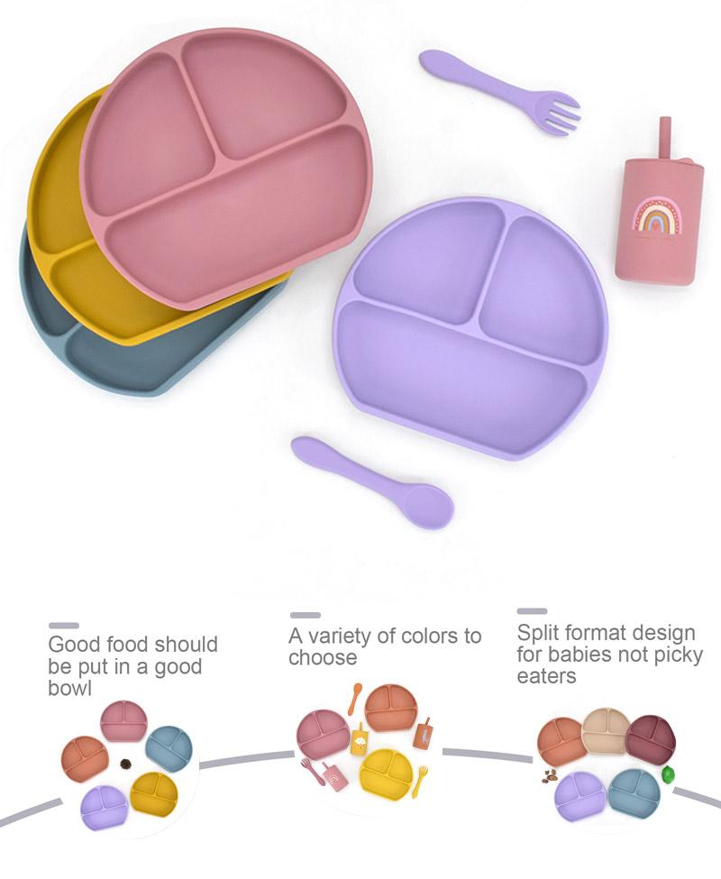 8 Cái/bộ Silicone Cho Bé Ăn Đĩa Có Mút Không Chứa BPA Cho Bé Bộ Đồ Ăn Nhà Bếp Trẻ Em Đào Tạo Món Ăn Tấm Bát