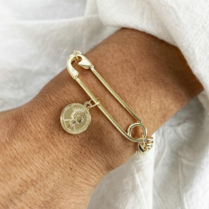 Vòng Tay Hợp Kim Mặt Hình Đồng Xu Phong Cách Cổ Điển