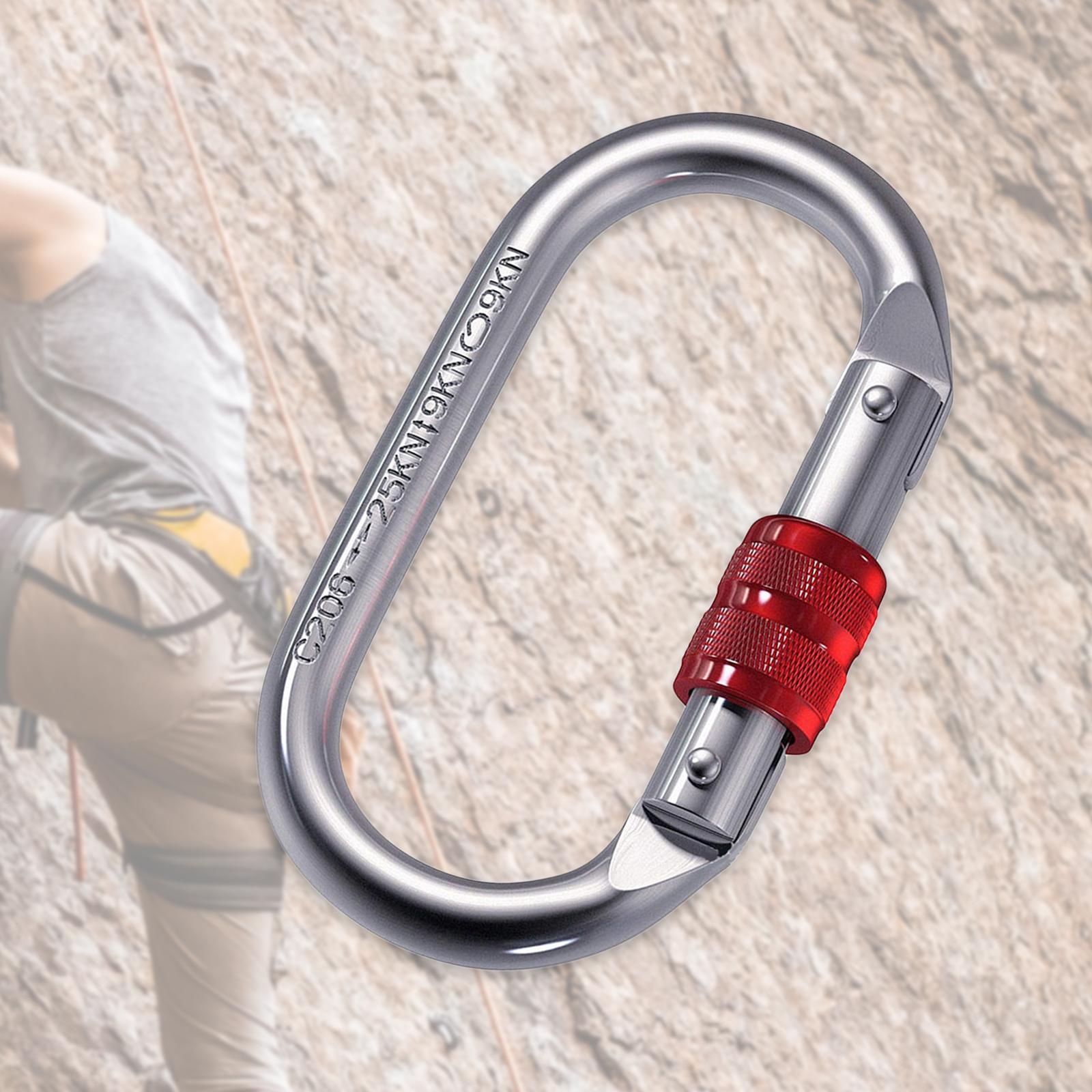 25kN Locking Carabiner Clip Keychain Lock Hook Screwgate Heavy Duty O Shaped Gear for Outdoor Camping Dog Leash Ropes Rock Climbing