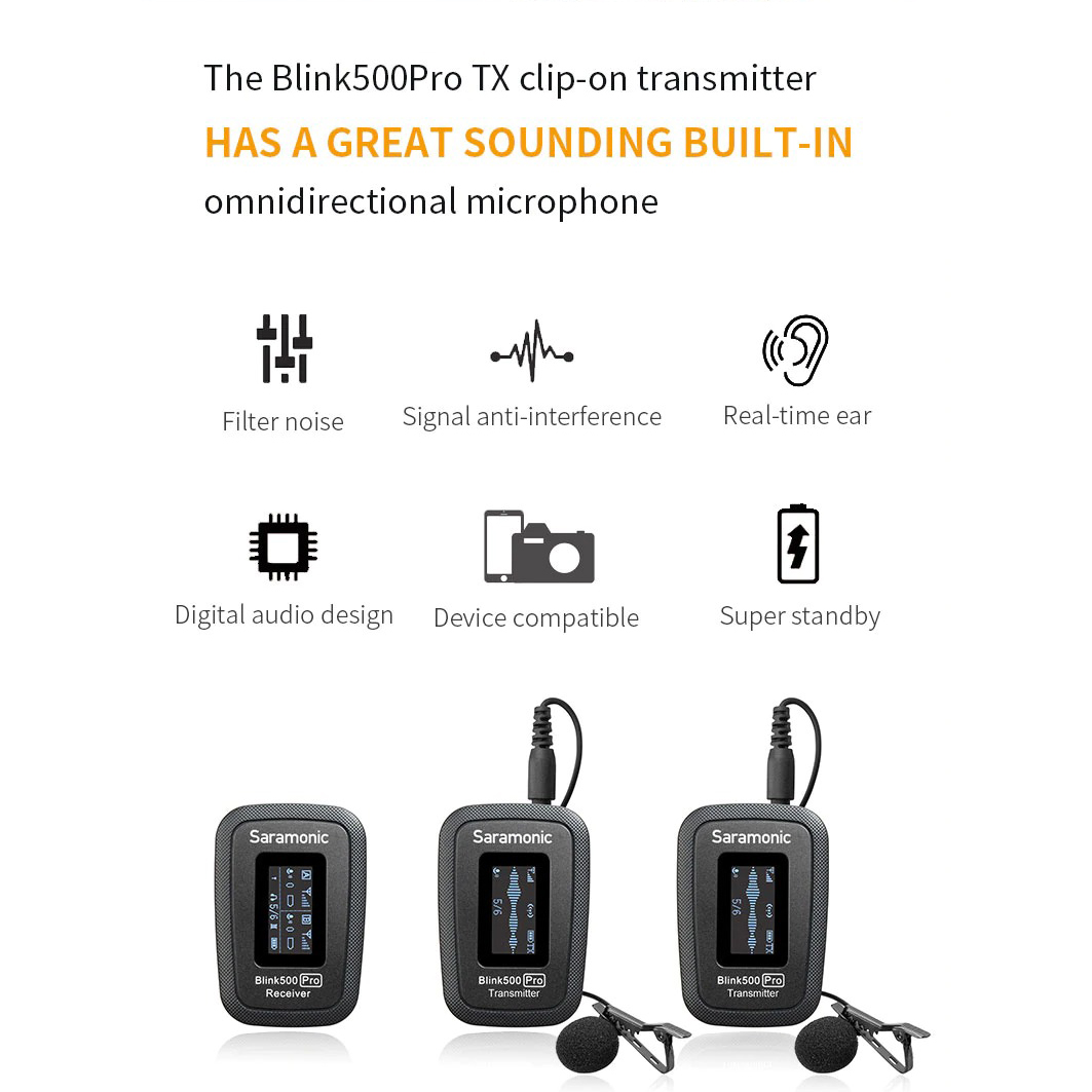 Micro thu âm không dây Saramonic Blink 500 Pro B2 - Hàng Chính Hãng