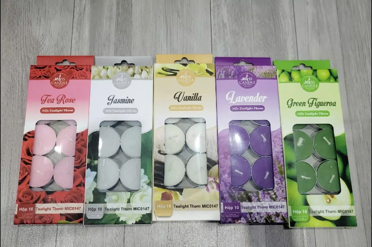 Hộp 10 nến tealight thơm Tím / Lavender (Hương oải hương) Nến Thơm Thư Giãn