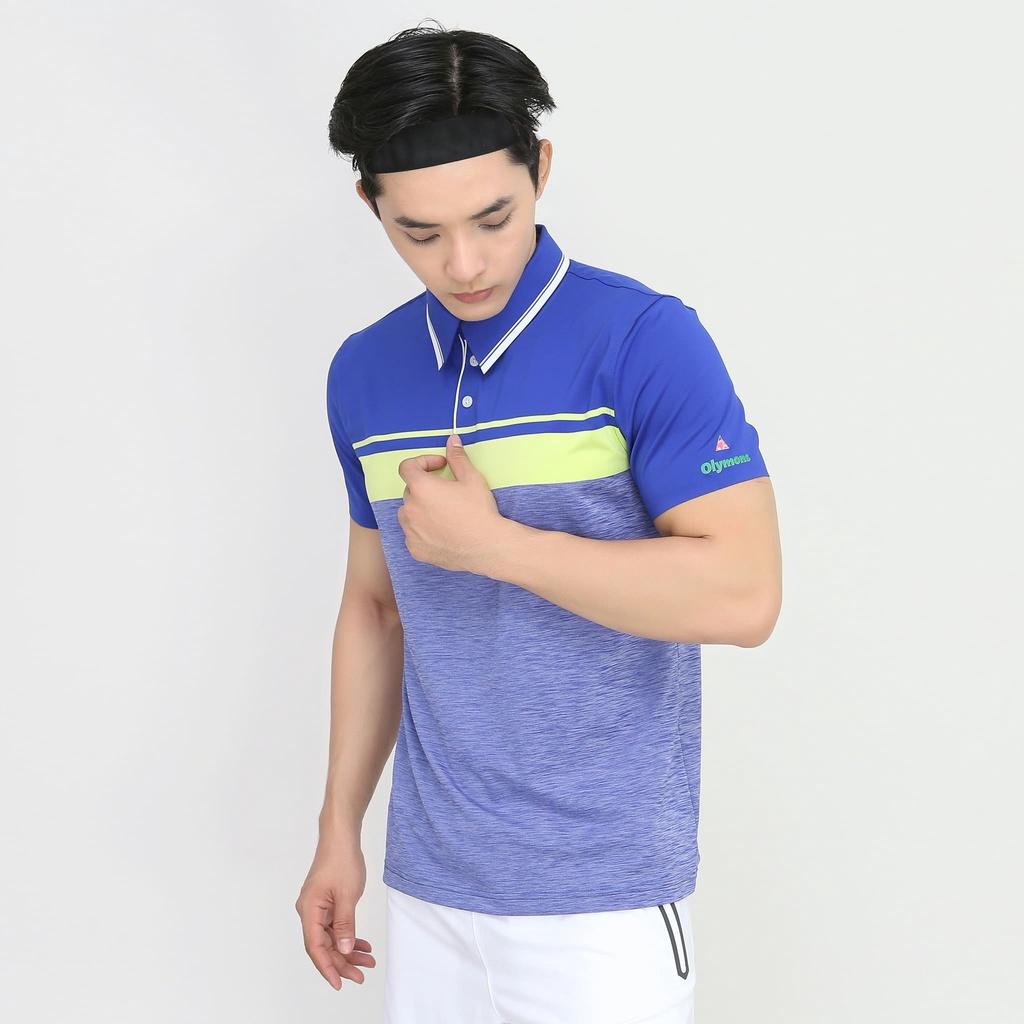 Áo polo nam thể thao cổ sọc trắng - xanh Royal