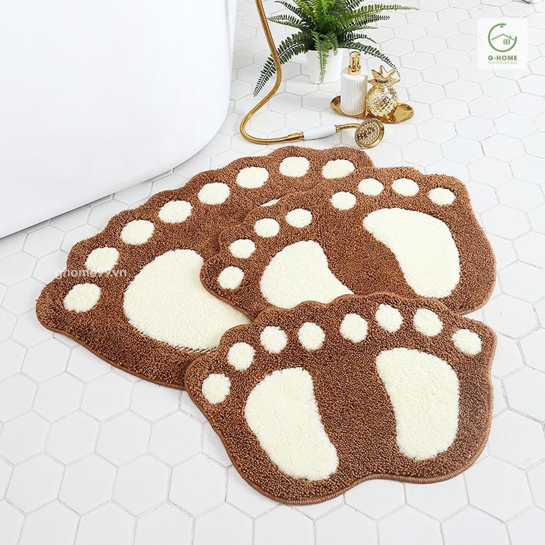 Thảm lau chân Feet/Cloud sợi len lông thấm nước cao cấp Ghome, chống trơn trượt phòng khách, phòng tắm TC01