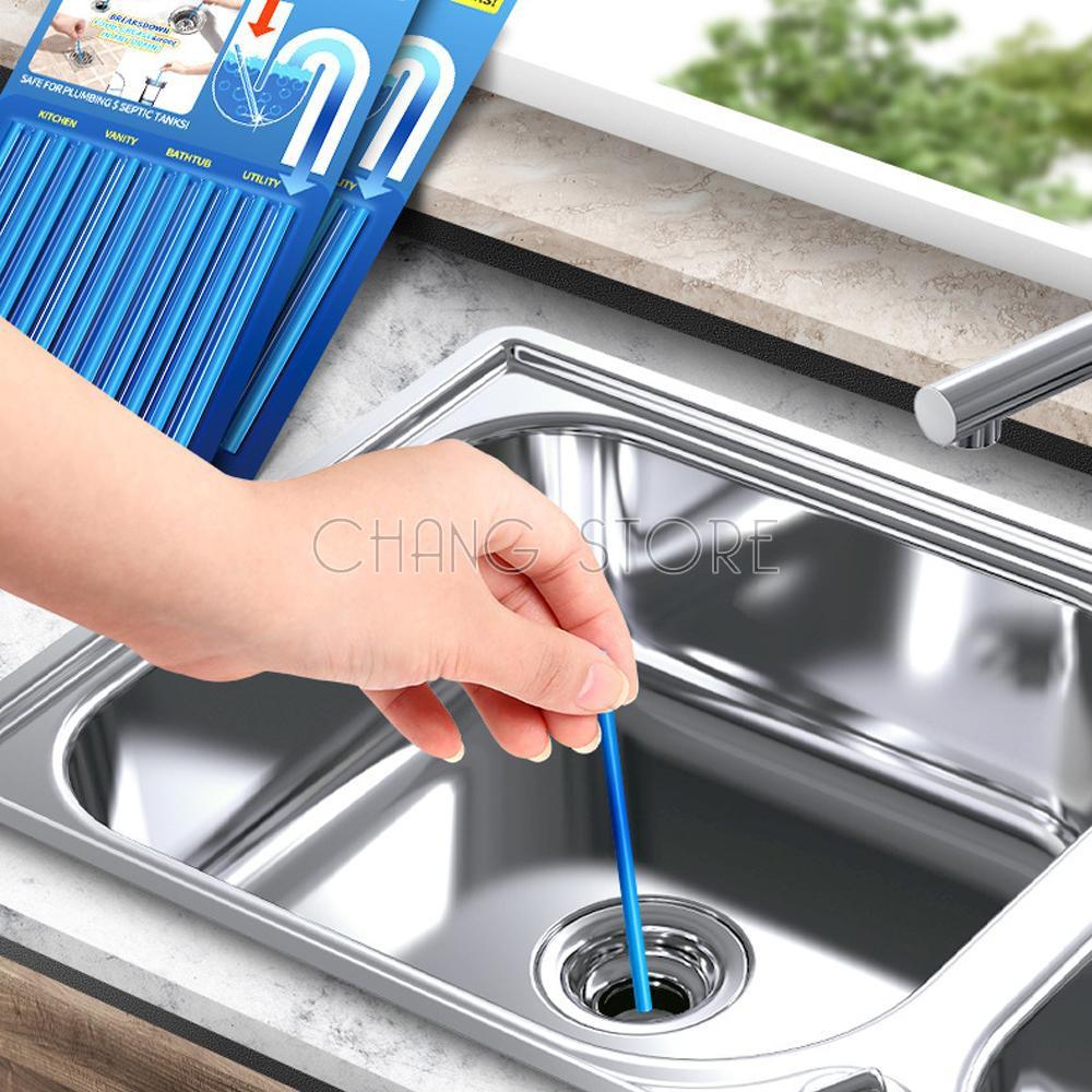 Vỉ 12 que thông tắc bồn cầu và cống đánh bật, làm tan hết mọi chất cặn bẩn ứ đọng siêu tiện lợi