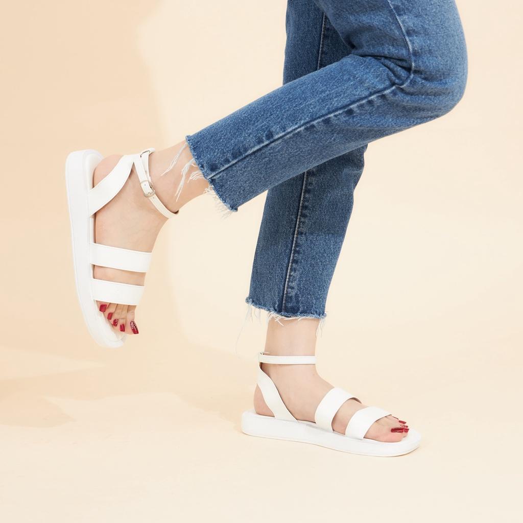 Giày Sandal Nữ MWC 2968 - Sandal Quai Kép Cao 3cm Siêu Hack Dáng Phối Khóa Lót Dán Thời Trang