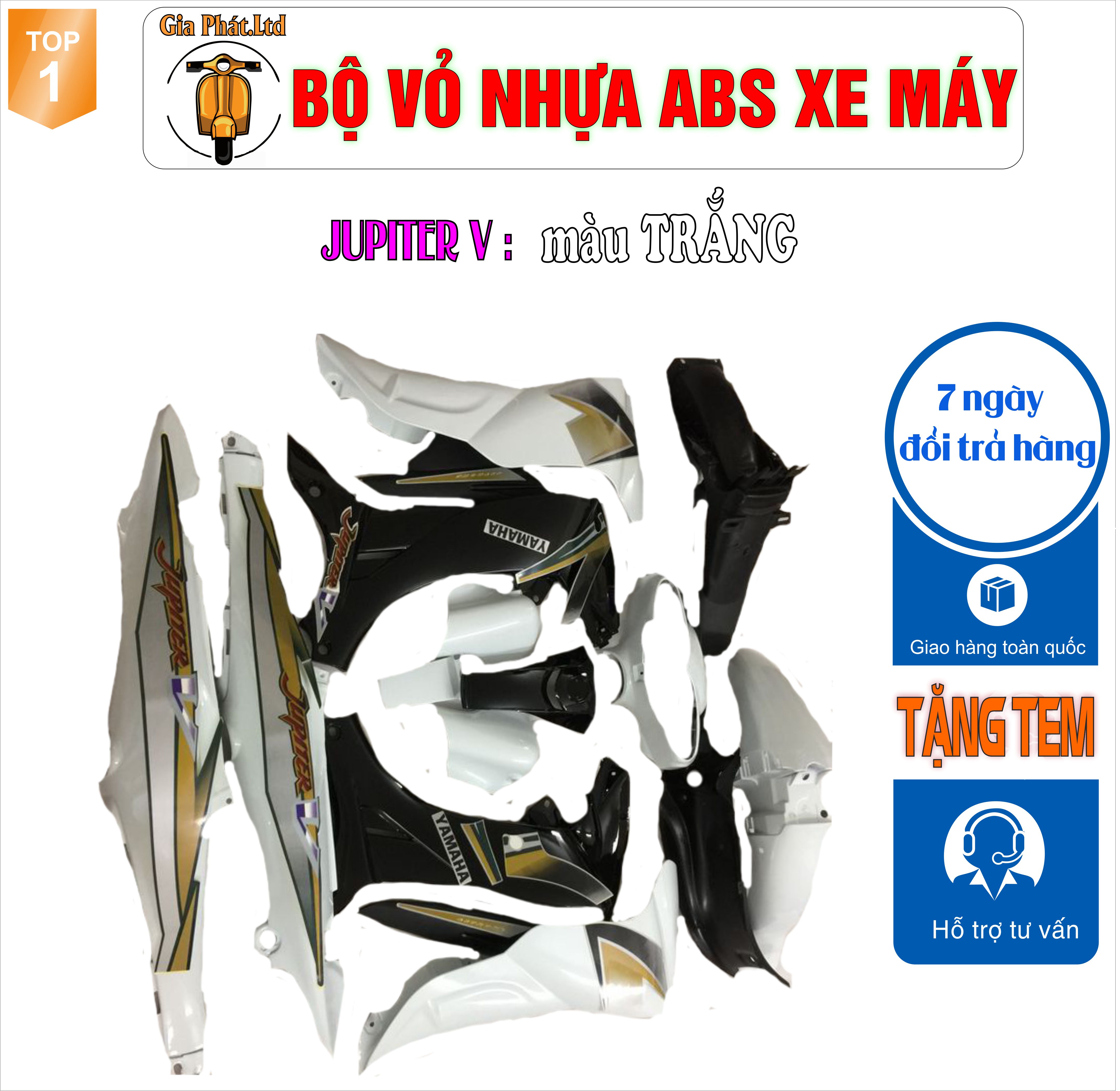 Bộ nhựa áo xe JUPITER V nhựa ABS cao cấp màu TRẮNG-TKB-2099