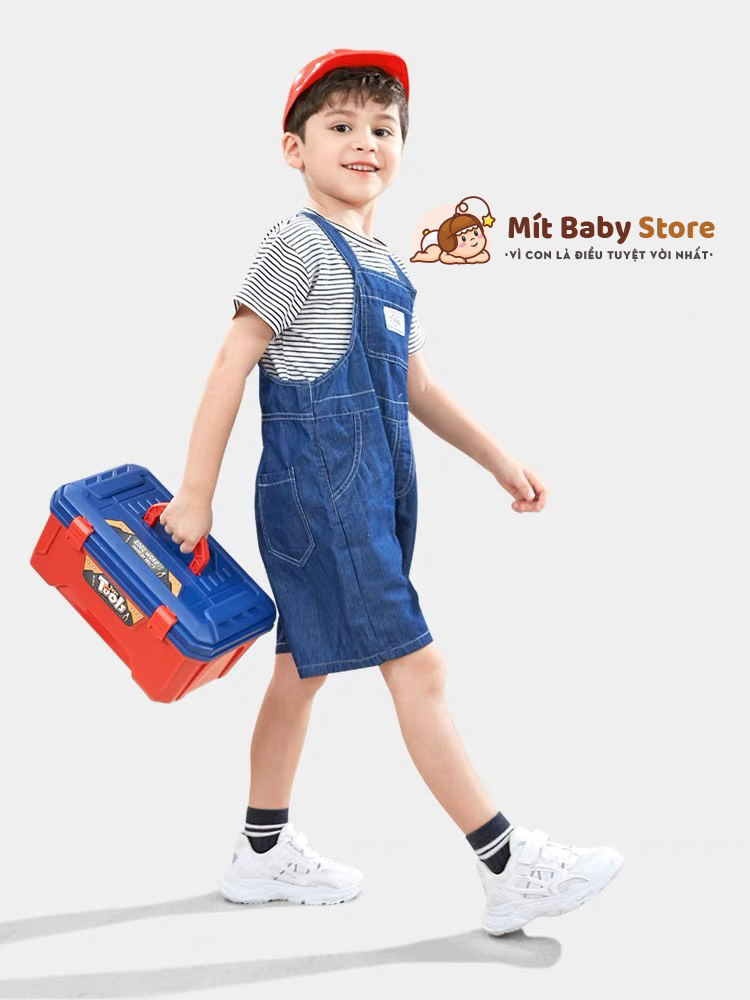 Bộ kỹ sư lắp ráp cao cấp dành, dụng cụ sửa chữa, lắp ráp ốc vít có mũ, kính, khoan điện và nhiều phụ kiện cho bé