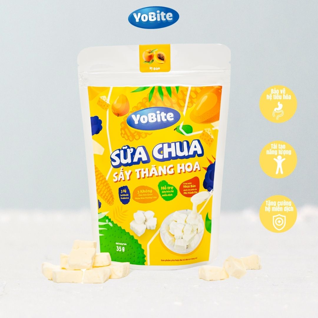 Sữa chua sấy Yobite vị Đào 35gr Hỗ trợ tiêu hóa, tăng sức đề kháng cho bé-Yobite