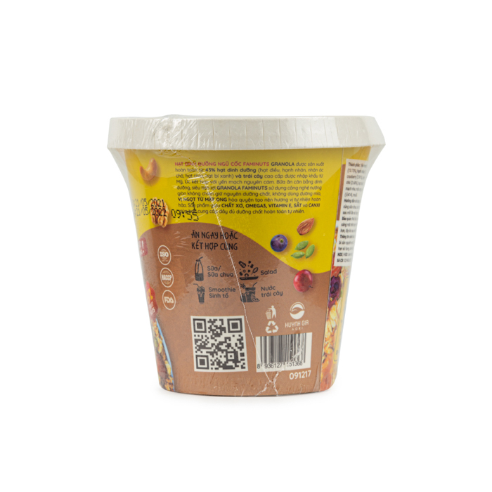 HẠT DINH DƯỠNG NGŨ CỐC GRANOLA FAMINUTS - Ly Giấy 42g - Ngữ Cốc Giảm Cân