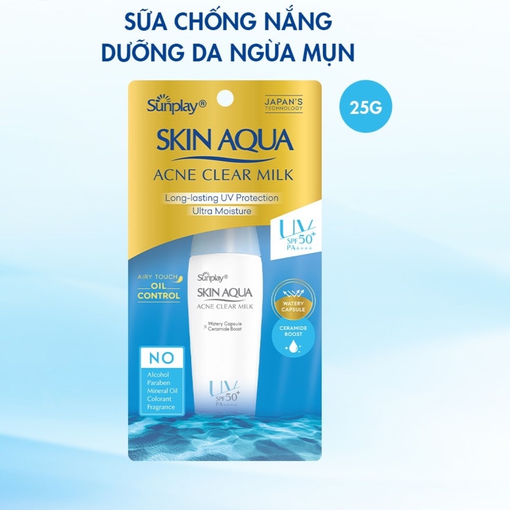 Sữa Chống Nắng Dưỡng Da Ngừa Mụn Sunplay Skin Aqua Acne Clear Milk SPF50 25g