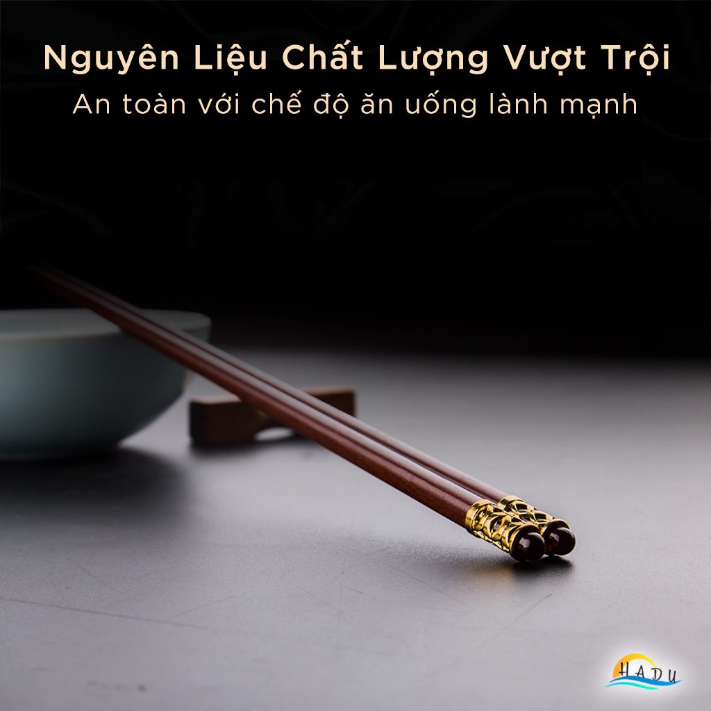 Đũa Ăn Cơm Gỗ Đàn Hương Đỏ Cao Cấp Không Mốc Kiểu Nhật Bản HADU