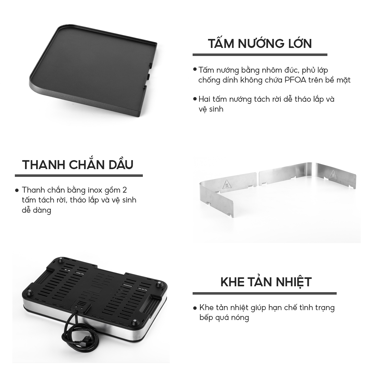 Bếp nướng điện không khói Lebenlang LBL8586, khay nướng tháo rời, chống dính cao cấp, công suất 2000W, bảo hành 2 năm - hàng chính hãng