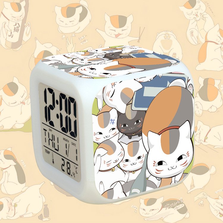 Đồng hồ báo thức để bàn in hình NATSUME YUUJINCHOU Hữu Nhân Sổ LED đổi màu tiện lợi chibi anime