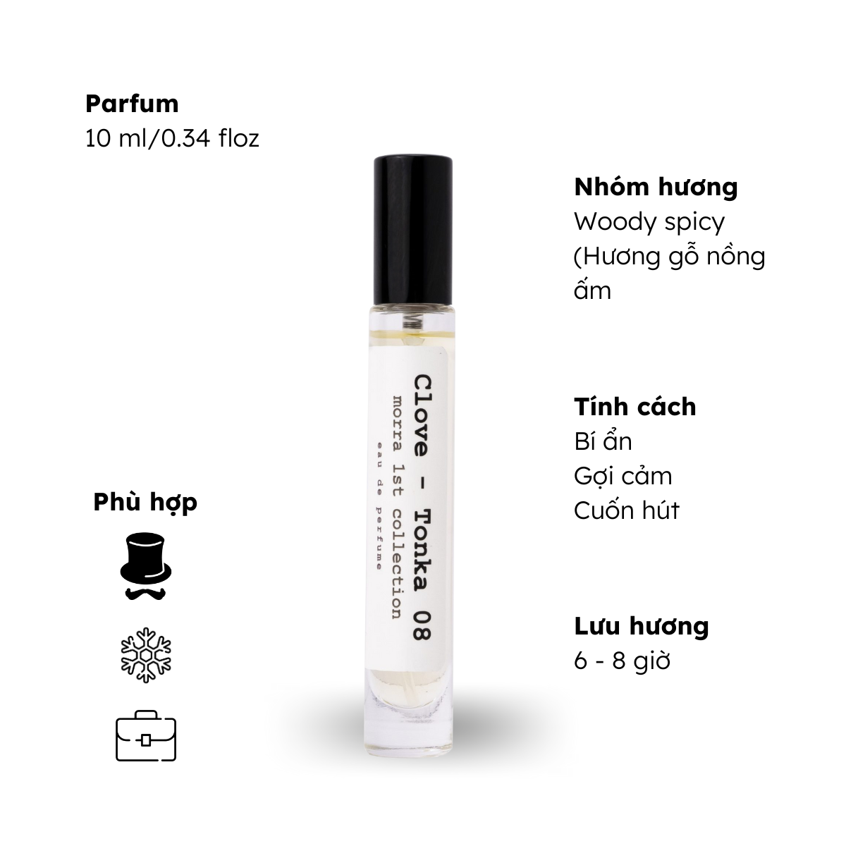 Nước hoa Nam Morra No.008 , nguyên liệu nhập Pháp, mùi hương bí ẩn, cuốn hút, gợi cảm, lưu hương lâu - dạng xịt 10ml